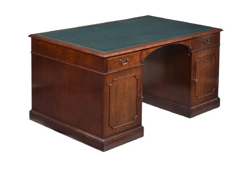 Mahogany Partners Pedestal Desk by D. Bianco & Sons, London, 1910-1920