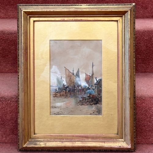 19th Century Framed Watercolour Painting. Coastal Scene - Thomas Bush Hardy (1882)