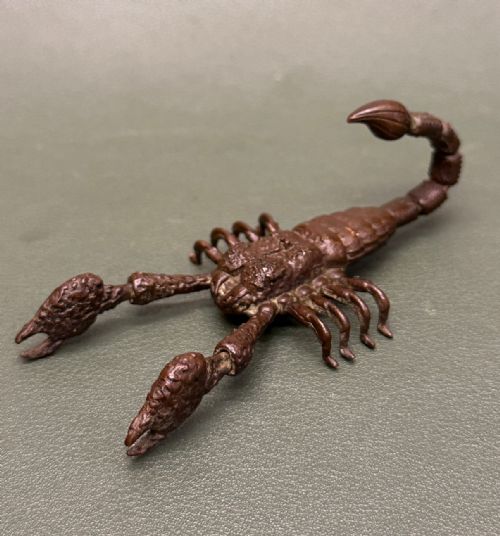 Early 20th Century Articulated Japanese Bronze Scorpion Okimono