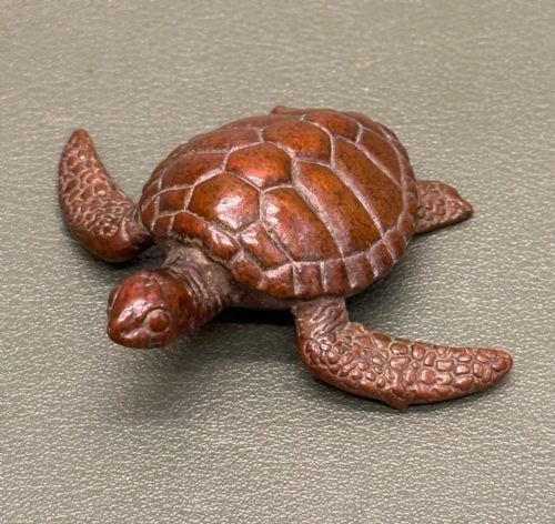 Early 20th Century (Meiji Period) Japanese Bronze Turtle Okimono. Signed