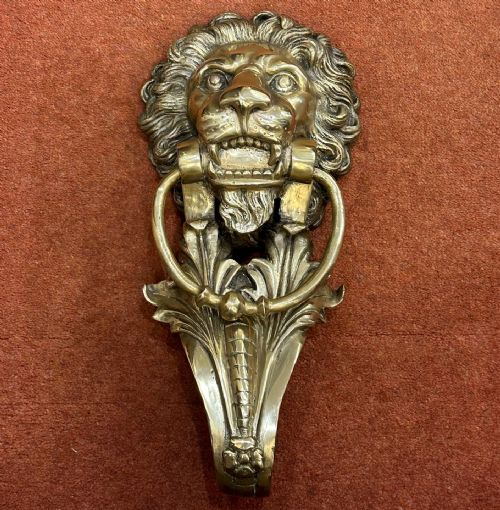 George III Brass Lion Head Door Knocker (15 Inches Tall)