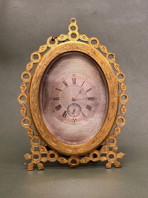Victorian Gilt Metal Strut Clock in the Manner of Thomas Cole