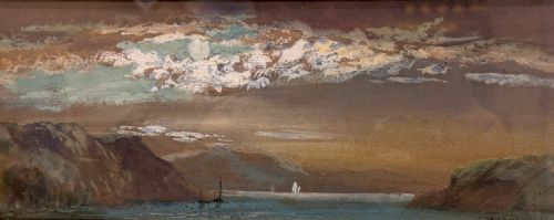 THOMAS BUSH HARDY 184297 WATERCOLOUR PAINTING MOONLIT LAKE LANDSCAPE - ADDITIONAL PHOTO 1