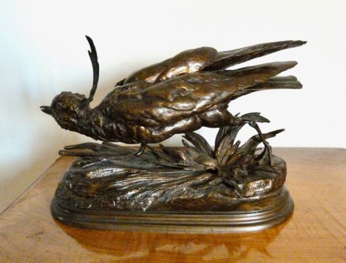 Fine Large Bronze Study of a Lapwing