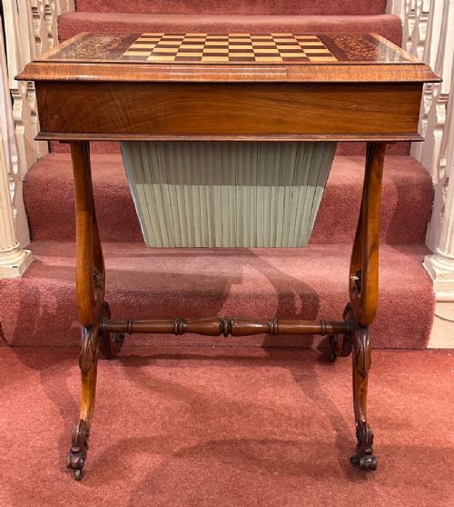 RARE EARLY 19TH CENTURY FITTED MAPLEWOOD INLAID GAMES WORK TABLE - ADDITIONAL PHOTO 13