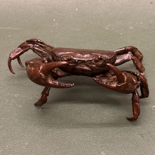 Japanese Meiji Period (1868-1912) Articulated Bronze Okimono of a Crab