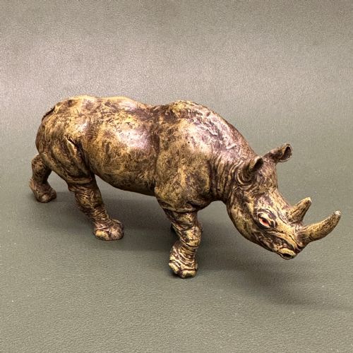 Austrian Cold-painted Bronze Two-horned Rhinoceros (15.2cm) Franz Bergman