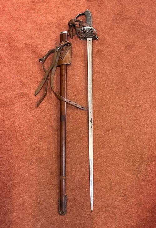 fig 1. Late 19th century Army Officers Dress Sword (and leather scabbard)