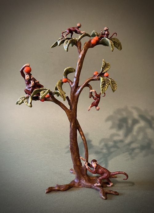 Austrian Cold-painted Bronze Monkeys in Tree