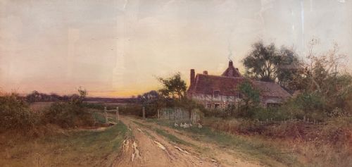fig 1. Framed Watercolour “The Restful Hour” – Henry John Sylvester STANNARD (1860-1951)
