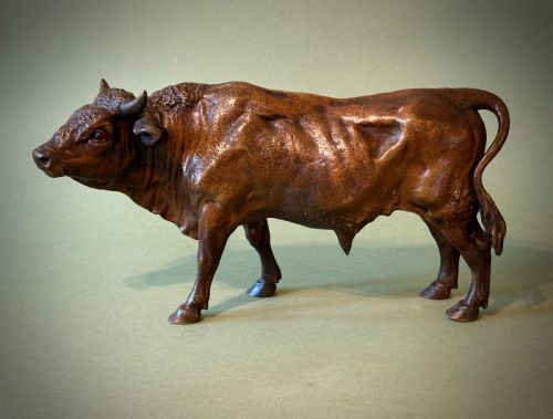 A Fine, Large "Vienna" Coldpainted Bronze Bull