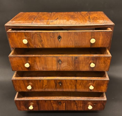 EARLY 19TH CENTURY BURR YEW MINIATURE APPRENTICE PIECE CHEST OF DRAWERS - ADDITIONAL PHOTO 1