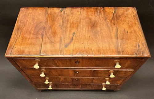 EARLY 19TH CENTURY BURR YEW MINIATURE APPRENTICE PIECE CHEST OF DRAWERS - ADDITIONAL PHOTO 9