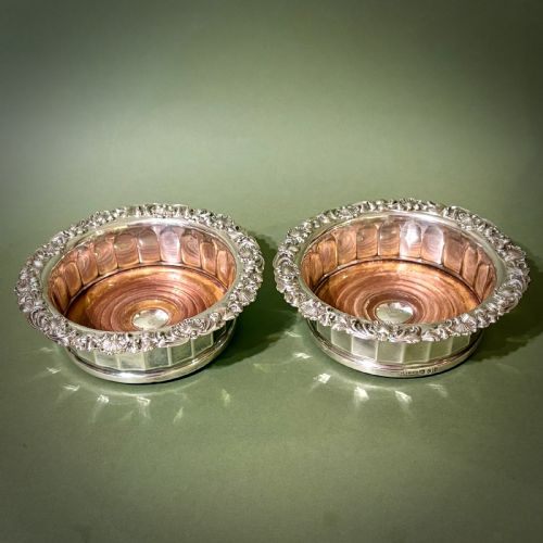 Fine Pair of Hallmarked Silver Wine Coasters