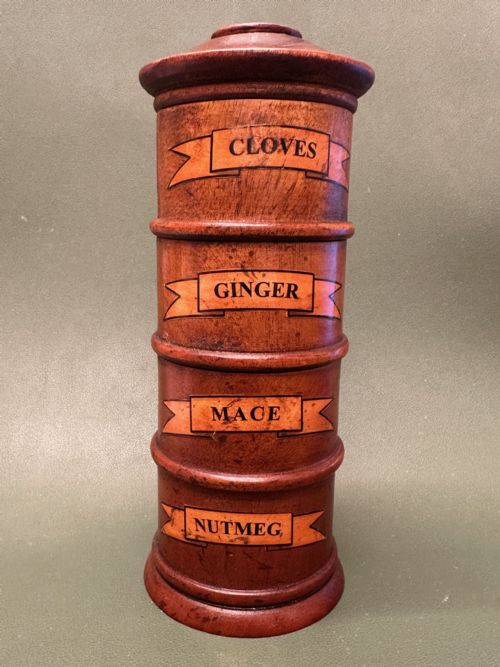 A Victorian Four-section Mahogany Spice Tower