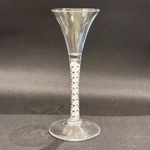 George III Wine Glass with a Central Corkscrew & Opaque 2-Ply Twist Stem. C.1760