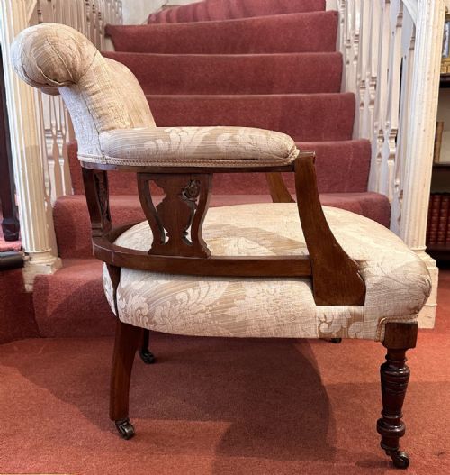 VICTORIAN BUTTONBACK UPHOLSTERED TUB ARMCHAIR - ADDITIONAL PHOTO 1