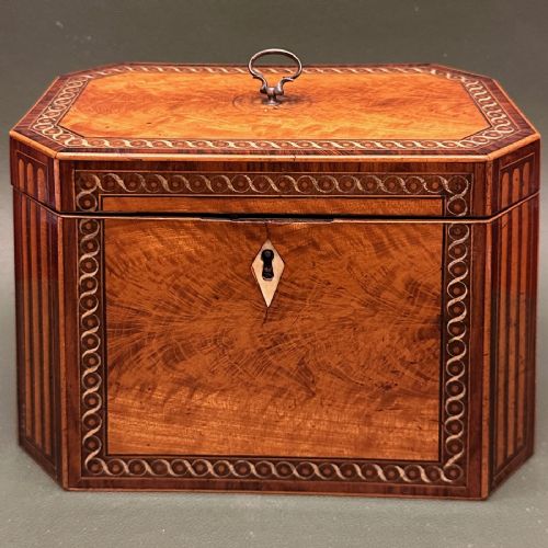 Georgian Mahogany Inlaid Octagonal Double Tea Caddy