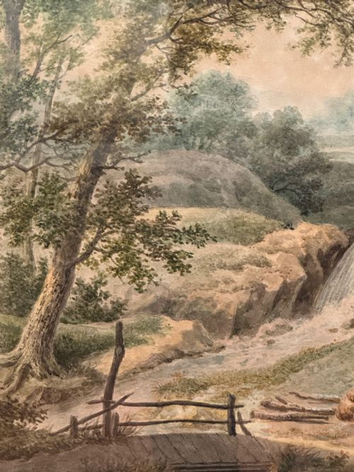 LARGE FRAMED VICTORIAN WATERCOLOUR PAINTING OF A RURAL SCENE INITIALLED GM - ADDITIONAL PHOTO 3