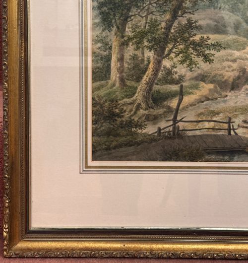 LARGE FRAMED VICTORIAN WATERCOLOUR PAINTING OF A RURAL SCENE INITIALLED GM - ADDITIONAL PHOTO 5