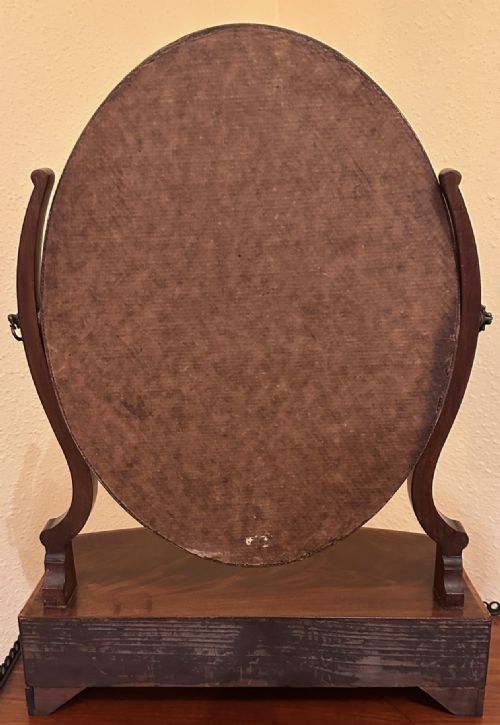 GEORGIAN BOWFRONTED FLAME MAHOGANY OVAL TOILET MIRROR - ADDITIONAL PHOTO 10