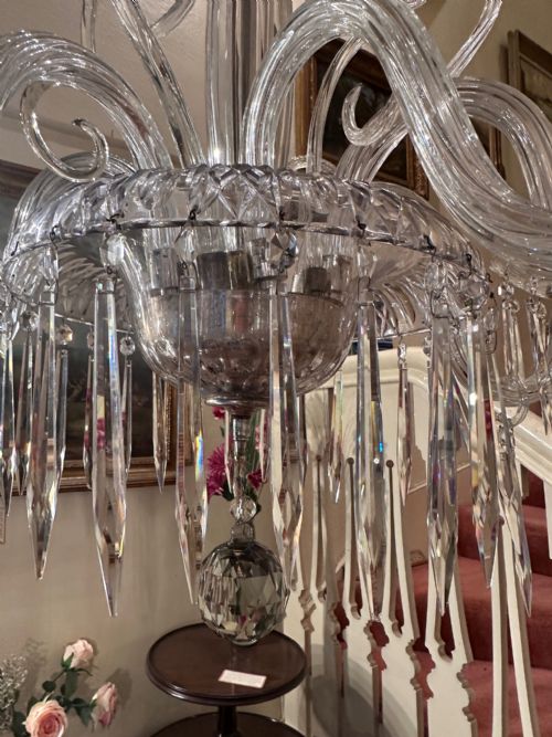 fig 1. 19th century 2-tier SIX branch Glass Chandelier