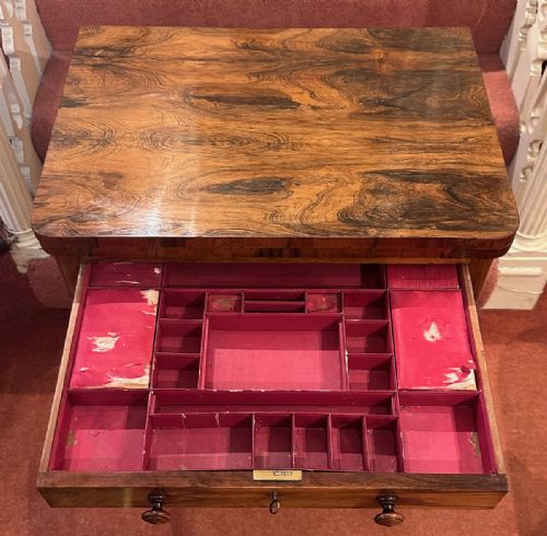 REGENCY EARLY VICTORIAN ROSEWOOD GAMES SEWING TABLE - ADDITIONAL PHOTO 4