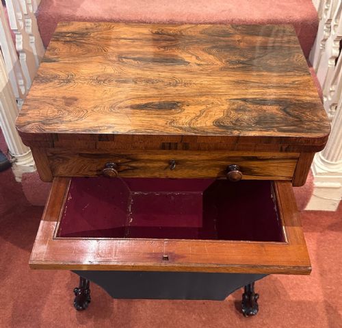REGENCY EARLY VICTORIAN ROSEWOOD GAMES SEWING TABLE - ADDITIONAL PHOTO 5