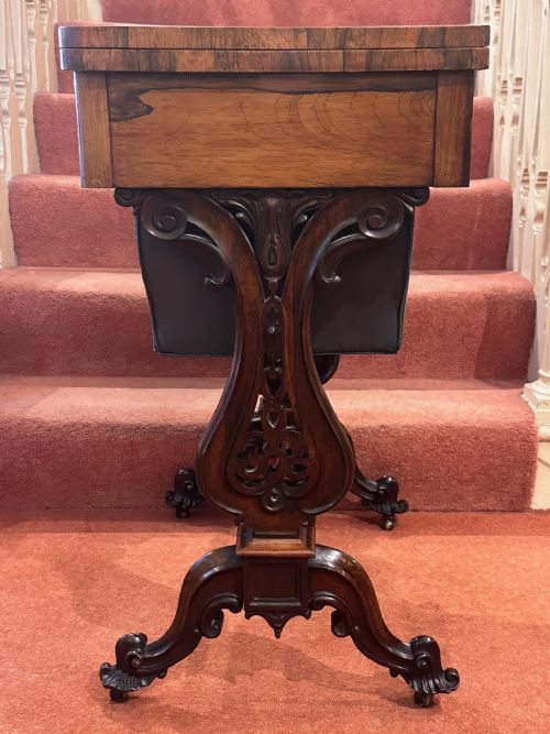 REGENCY EARLY VICTORIAN ROSEWOOD GAMES SEWING TABLE - ADDITIONAL PHOTO 7