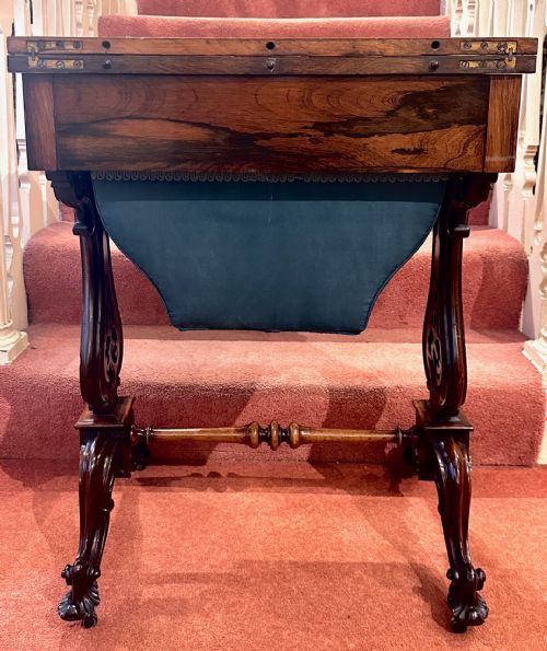 REGENCY EARLY VICTORIAN ROSEWOOD GAMES SEWING TABLE - ADDITIONAL PHOTO 10