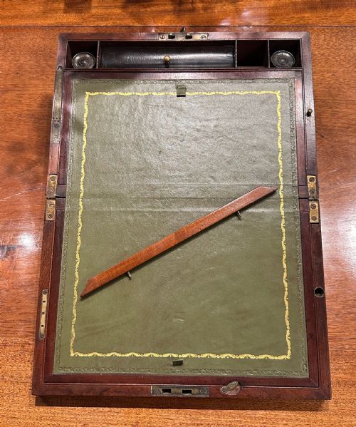UNUSUAL 19TH CENTURY BRASS BOUND MAHOGANY WRITING BOX LECTERN - ADDITIONAL PHOTO 1