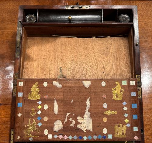 UNUSUAL 19TH CENTURY BRASS BOUND MAHOGANY WRITING BOX LECTERN - ADDITIONAL PHOTO 2