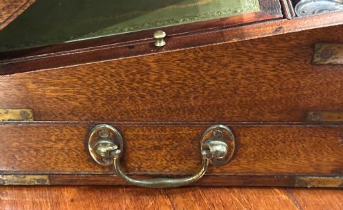 UNUSUAL 19TH CENTURY BRASS BOUND MAHOGANY WRITING BOX LECTERN - ADDITIONAL PHOTO 15