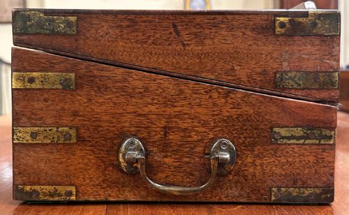 UNUSUAL 19TH CENTURY BRASS BOUND MAHOGANY WRITING BOX LECTERN - ADDITIONAL PHOTO 17