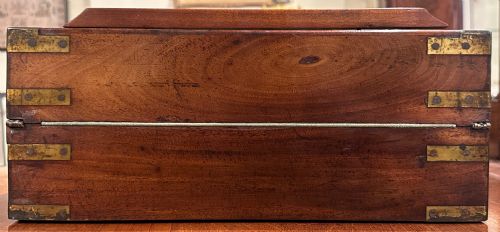 UNUSUAL 19TH CENTURY BRASS BOUND MAHOGANY WRITING BOX LECTERN - ADDITIONAL PHOTO 18