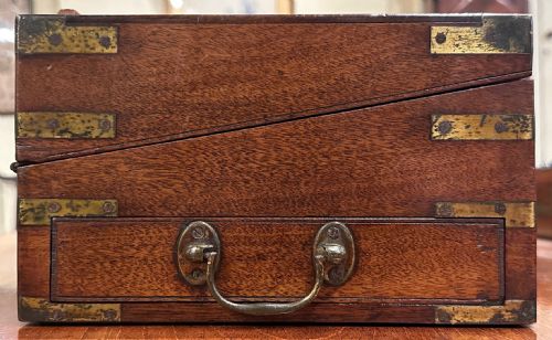 UNUSUAL 19TH CENTURY BRASS BOUND MAHOGANY WRITING BOX LECTERN - ADDITIONAL PHOTO 19