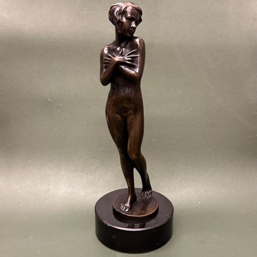ART NOUVEAU PERIOD FRENCH BRONZE OF A STANDING NUDE FEMALE - ADDITIONAL PHOTO 8