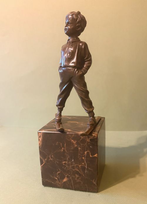BRONZE SKIER BY FERDINAND PREISS