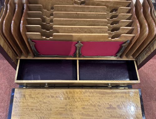 VICTORIAN ROSEWOOD SATINWOOD STATIONERY WRITING BOX - ADDITIONAL PHOTO 9