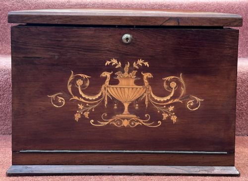 VICTORIAN ROSEWOOD SATINWOOD STATIONERY WRITING BOX - ADDITIONAL PHOTO 11