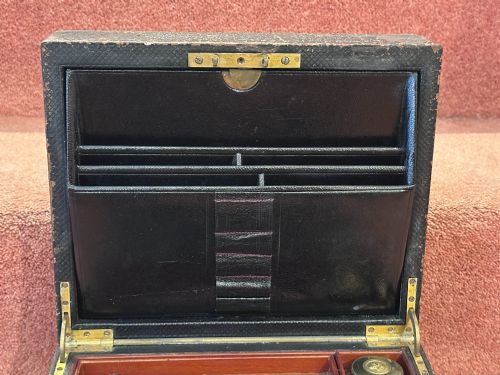VICTORIAN 3SECTION LEATHERBOUND WRITING BOX - ADDITIONAL PHOTO 7