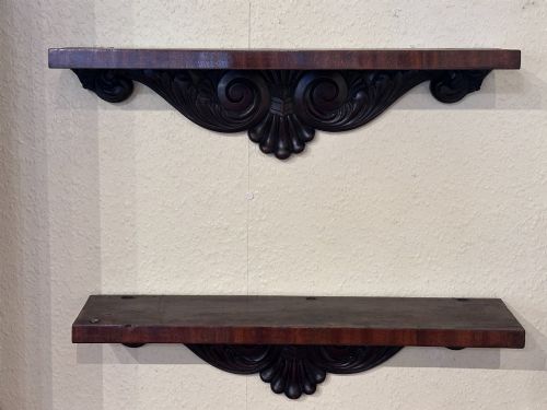 Pair of Georgian Carved Mahogany Hanging Wall Shelves