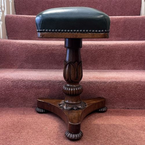 William IV Mahogany Height-adjustable Leather Music Stool