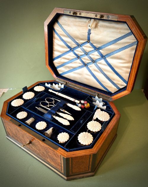 Fully Fitted Marquetry Sewing Box