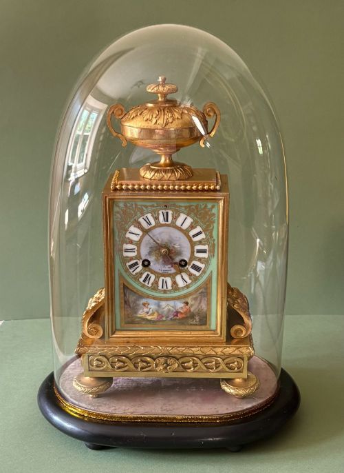 FINE FRENCH PORCELAIN MOUNTED MANTEL CLOCK