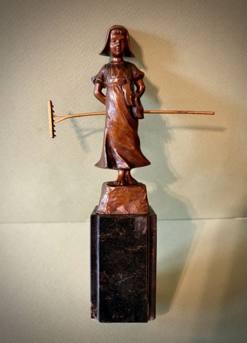 Charming Austrian Bronze of a Farmer Girl