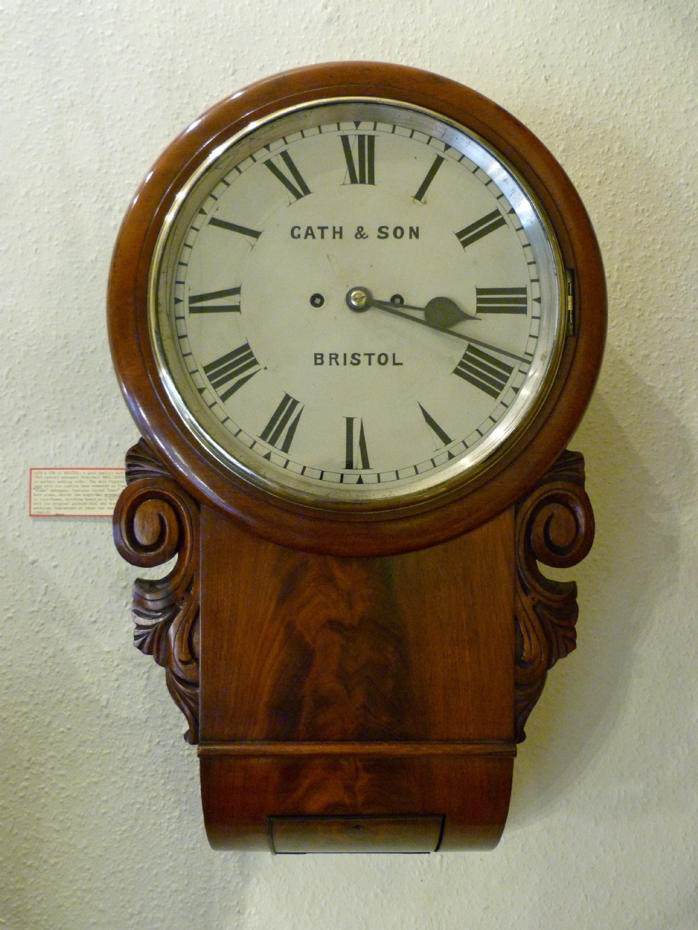 GOOD MID-19th CENTURY TWIN FUSEE WALL CLOCK