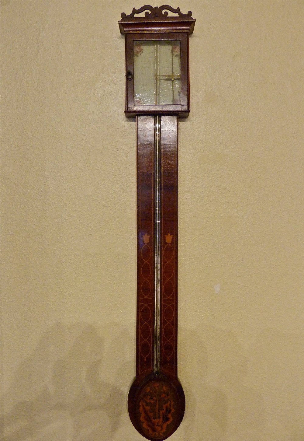 A RARE INLAID STICK BAROMETER