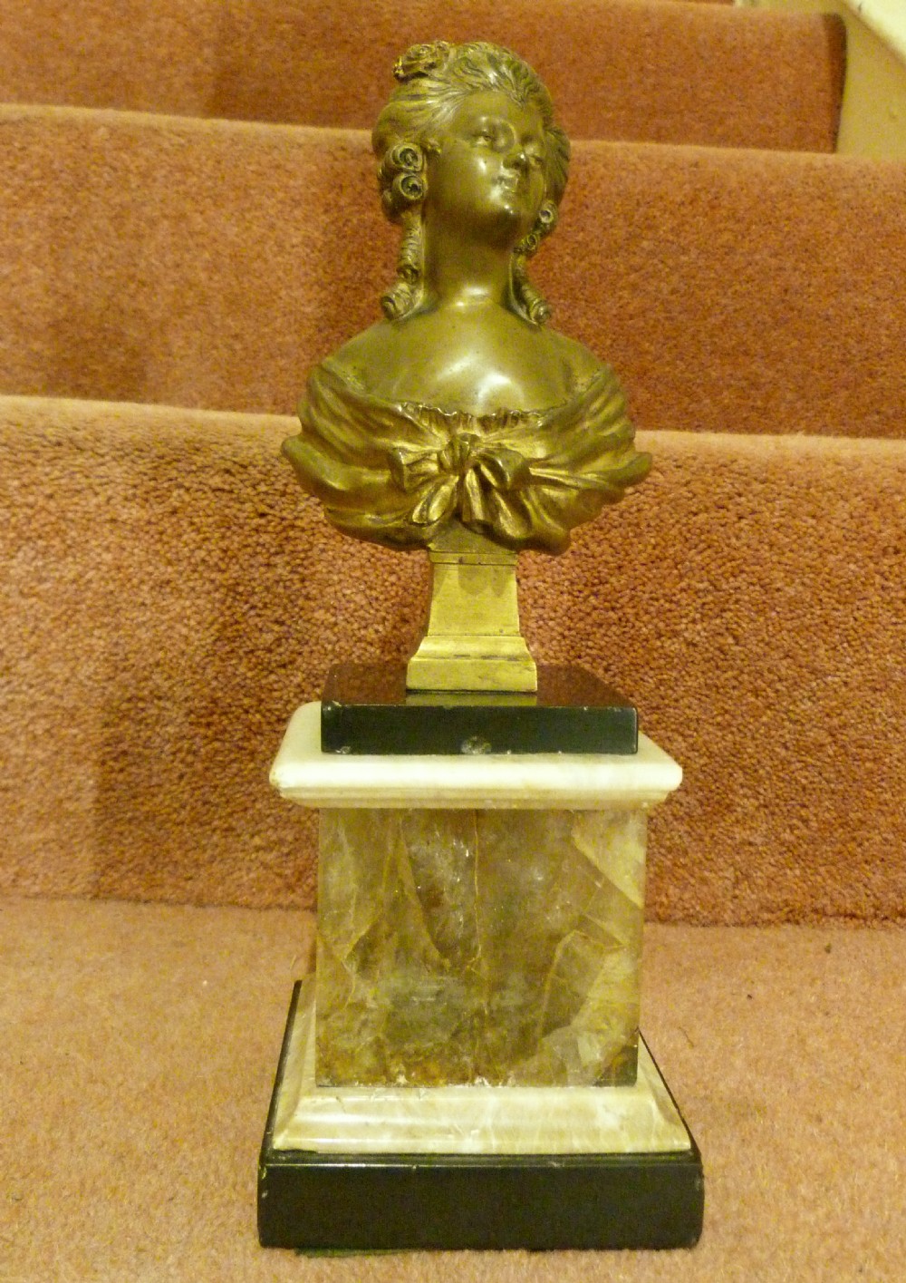 FRENCH GILT BRONZE BUST ON 