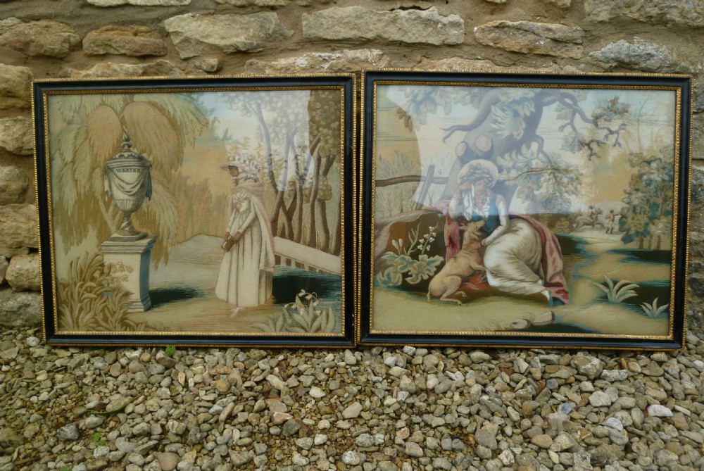 An unusual PAIR of NEEDLEWORK PICTURES
